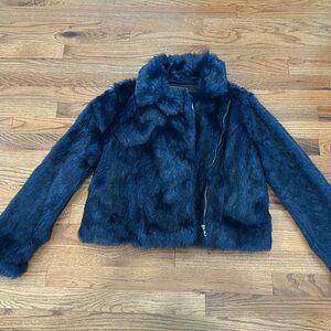Blue/ Black Faux Fur Jacket
